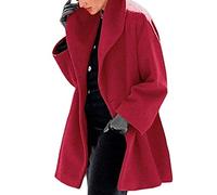 Manteau long pour femme automne hiver col châle boutons chaud à capuche, Rouge, M