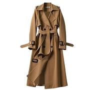 Manteau Long pour Femme avec Ceinture - Élégant - Longueur Genou - Trench - Coupe-Vent - Veste de Transition - avec Poches