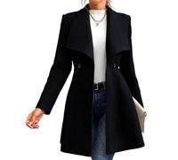Manteau long pour femme - Grande taille - Double boutonnage - Manteau d'hiver formel - Cabas, Noir , M