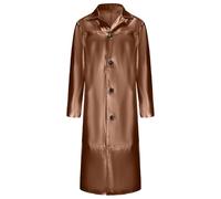 Manteau long pour homme aspect cuir - Trench élégant avec boutonnière et col rabattu - Manteau moderne pour un look accrocheur, Style_m01 Kaki, 4XL