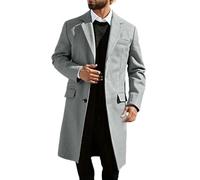Manteau Long pour Hommes Décontracté Manteau Long Cou Tacque Trench Unique Boutonnage Hiver Chaud Trench Manteau D'hiver Veste Élégantes Manches Longues Chaud Veste, gris clair (ral 7035), L