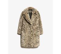 Superdry Vintage Long Faux Fur Coat Jacket Beige M Femme