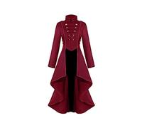 Manteau Longue Fille à Col Revers- Top Medievale en Queue de Pie,Haut Manche Longue Vintage Couleur Unie Veste Chic et Classique Victorien Gothic Cour Blousons pour Renaissance Halloween