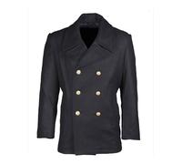 Manteau Marine en Laine Croisé Boutons Dorés Mil-Tec Caban Militaire