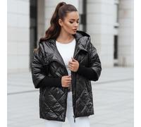 Manteau matelassé ample pour femme, idéal pour la mi-saison, à capuche, fermeture éclair, en nylon, deux poches extérieures, poignets ajustés, doublure en polyamide. Cette doudoune matelassée pour fem