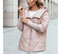 Manteau matelassé ample pour femme, idéal pour la mi-saison, à capuche, fermeture éclair, en nylon, deux poches extérieures, poignets ajustés, doublure en polyamide. Cette doudoune matelassée pour fem