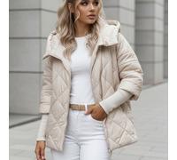 Manteau matelassé ample pour femme, idéal pour la mi-saison, à capuche, fermeture éclair, en nylon, deux poches extérieures, poignets ajustés, doublure en polyamide. Cette doudoune matelassée pour fem
