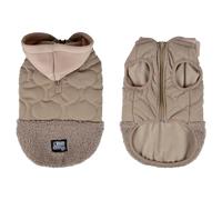 Love Story, Manteau Matelasse à Capuche Fermeture Zip Teddy Doublure Polaire L/40 cm Beige