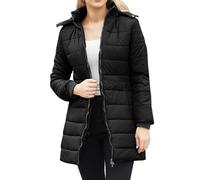 Manteau matelassé pour femme - Long manteau d'hiver avec capuche - Manteau chaud en duvet - Coupe-vent - Veste d'extérieur épaisse - Veste matelassée pour femme - Fermeture éclair - Veste d'hiver