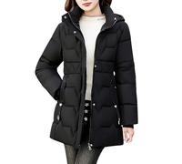 Manteau Matelassée En Coton Pour Femmes D'hiver Veste Matelassée Mi-Longue Ajustée Pour Femmes Parka Veste Élégante Et Décontractée Manteau En Duvet Chaud Doudoune Femme Mi Longue Avec Capuche M-3XL