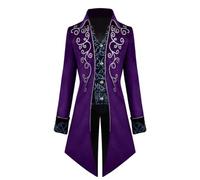 Manteau médiéval steampunk manteau médiéval veste steampunk veste vampire veste médiévale veste victorienne homme style steampunk vintage costume d'Halloween pour homme, Pourpre, M