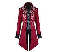 Manteau médiéval steampunk manteau médiéval veste steampunk veste vampire veste médiévale veste victorienne homme style steampunk vintage costume d'Halloween pour homme, rouge, XL