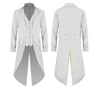 Manteau Medievale Homme Vintage Veste Gothique Col V Blouson Steampunk Queue de Pie Halloween Costume Cour Renaissance Victorienne Carnaval Cosplay Retro Coupe Slim Base Uniforme Smoking