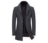 Manteau Mi-Long Caban - HUGO - Gris - Laine - Doublure Amovible - Écharpe Amovible L