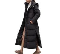 Manteau Mouton Femme Doudoune Femme Longue Chaude Veste En Coton à Capuche Épaisse Et Chaude Extra Longue Longueur Aux Genoux Pour Femmes Manteau A Capuche Hiver Black M
