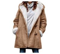 Manteau Noir Femme Hiver Chaud Polaire Capuche Interieur Veste Chaud Sport Veste Chic Et Elegant Randonnée Impermeable Hiver Cintré Chaude Running Sweater Femme Kaki M