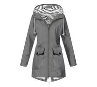 Manteau Noir Femme Impermeable Grande Taille Ciré Marin Randonnée Parka Imperméable Longue Cintrée Parka Grande Taille a Capuche Mi Saison de Sport Gris foncé Veste Noire Femme Gris foncé M