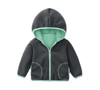 Manteau polaire coupe-vent à capuche pour enfants tout-petits avec design patchwork - Vêtement extérieur chaud garçons filles (Grey, 4-5 Years)
