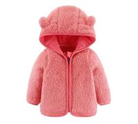 Manteau Polaire Double Face pour Fille Couleur Unie Veste à Capuche Veste d'hiver avec Capuche Manteau Chaude en Peluche Kawaii avec Oreilles 02-Pink,18-24 Mois