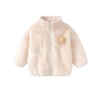 manteau polaire fille 1-6 ans hiver chaud veste enfant garcon mi saison flanelle ours 3d dessin animé blousons garçon automne leger doux pull sweat zippé enfant fille sport (Beige, 18-24 Months)