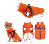 Manteau pour Chien Hiver Petite Taille, ZoneYan Imperméable Manteau Chien avec Harnais Réfléchissants et Réglable, Veste Chauds Chiens Vêtements, Gilet de Protection Contre pour Chiot (Orange, M)