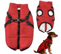 Manteau pour Chien imperméable avec Harnais, Veste en Polaire Chaude d'hiver pour Chiens Moyens et Grands, Combinaison de Neige réfléchissante et Coupe-Vent (Rouge-L)
