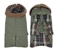 Manteau pour Chien matelassé rétro pour Sorties, Green L | Corps matelassé avec panneau inférieur à motifs et taille froncée pour un confort par temps froid avec fermeture