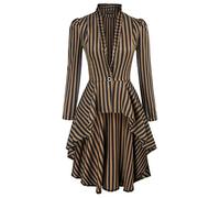 Manteau pour femme à ourlet haut style steampunk à manches longues bouffantes col en V style rétro