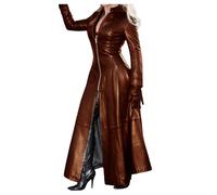 Manteau pour femme, avec manches longues et fermeture éclair sur le devant, pour un usage par temps froid, avec détails de design, y compris les manches longues et col à revers zippé, vêtement