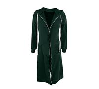 Manteau pour femme - Couleur unie - Manches longues - Fermeture éclair ample - Cardigan long - Pull pour femme, Vert, 3XL
