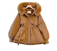 Manteau pour femme, veste à capuche doublée de polaire, doudoune en coton chaud, coupe ajustée, parkas à col bouffant, vêtements d'extérieur d'hiver C2212 (3XL marron)