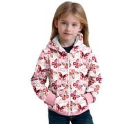 Manteau pour Filles Blousons avec Zippée Manteaus Mi-Saison Léger Mignon Outwear Printemps Vestes en Jean Denim Zipper Poche Enfant Automne
