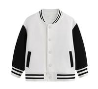 Manteau pour garçons et filles printemps et automne hiver nouveaux enfants plus polaire vêtements de baseball bébé cardigan petit moyen épais haut enfant fille manteau, Blanc., 12-18 mois