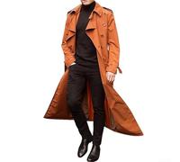 Manteau pour homme conçu comme un long trench avec une influence vintage, une construction ample et une adaptabilité des vêtements d'extérieur toutes saisons (L orange)