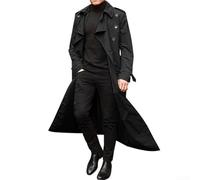 Manteau pour homme conçu comme un long trench avec une influence vintage, une construction ample et une adaptabilité aux vêtements d'extérieur toutes saisons (XXL noir)