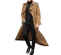 Manteau pour homme conçu comme un long trench avec une influence vintage, une construction ample et une adaptabilité des vêtements d'extérieur toutes saisons (L kaki)