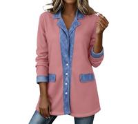 Manteau pull oversize mi-long en denim patchwork à revers contrastés, style | Manteau Automne Hiver 2026 Coat Matelassé Maternité 1 Reversible Agneau Transparente Équitation Japonaise Bonbon Grosses