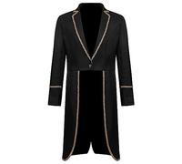 Manteau Queue-de-Pie Homme Médiéval Steampunk Bordure Dorée
