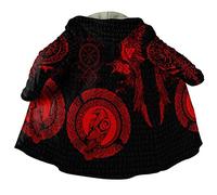 Manteau Rembourré d'hiver Viking pour Hommes, Impression 3D Cape Chaude Veste Capuche Mi-Longue Vêtement Nordique Cosplay,Raven,L