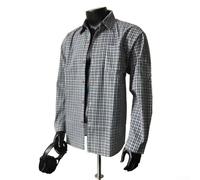 Manteau rétro ample décontracté à manches longues pour homme, chemise à carreaux boutonnée rayée pour le quotidien et les fêtes (L bleu)