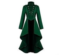 Manteau rétro steampunk pour femme avec influence gothique, structure à manches longues et longueur de vêtements régulière (XXL vert)