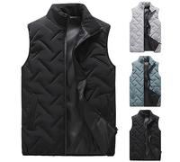 Manteau sans manches pour homme - Gilet léger rembourré résistant à l'eau - Facile à ranger - Pour le printemps, l'été, les voyages, la marche - Gilet doux et confortable, Noir , 4X-Large