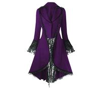 Manteau Steampunk Femme Manche Évasé, Manteau Gothique Femme Queue De Pie Chic Vintage Médiévale Victorienne Blousons Coupe Slim Grande Taille Renaissance Cour Patchwork Veste Pour Halloween Carnaval