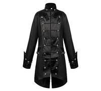 Manteau steampunk pour homme, noir, gothique médiéval, Tuxedo, avec boutons, rétro Renaissance, veste de cour victorienne, col montant, élégant, Tuxedo, théâtre, performance, pirate, costume