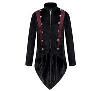 Manteau steampunk pour homme, noir, gothique médiéval, Tuxedo, avec fermeture éclair, costume classique de la Renaissance victorienne, vestes de smoking, théâtre, performance d'Halloween, costume de