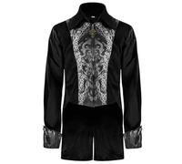 Manteau steampunk pour homme - Style gothique - Veste médiévale rouge avec fermeture éclair - Élégant Tuxedo - Col montant victorien - Vêtement de performance - Pirate vampire - Cosplay - Costume