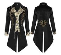 Manteau steampunk pour homme, style rétro gothique Tuxedo, veste midi classique, veste Renaissance, noir, costume de cour victorienne, col montant tendance, pirate, vampire, cosplay, Halloween