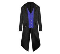 Manteau steampunk pour homme, style rétro gothique Tuxedo, veste midi classique, veste Renaissance noire, costume victorien, avec boutons, tendance, pirate, vampire