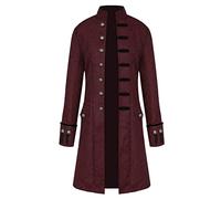 Manteau steampunk pour homme - Veste gothique pour homme - Grandes tailles - Trench classique médiéval - Broderie victorienne - Jupe de marche élégante - Uniforme vampire - Cosplay - Costume