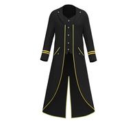 Manteau steampunk pour homme, veste gothique pour homme, midi, classique, noir, médiéval, trench avec boutons, style victorien, jupe de marche, uniforme, vêtements élégants, costume d'Halloween